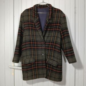 Plaid wool/mohair blend blazer